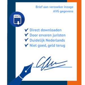 Brief aan verzoeker inzage AVG gegevens